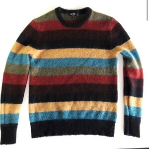 Todd Snyder Mohair/Wool Fuzzy Mens Sweater Multi Stripe Crew Size small